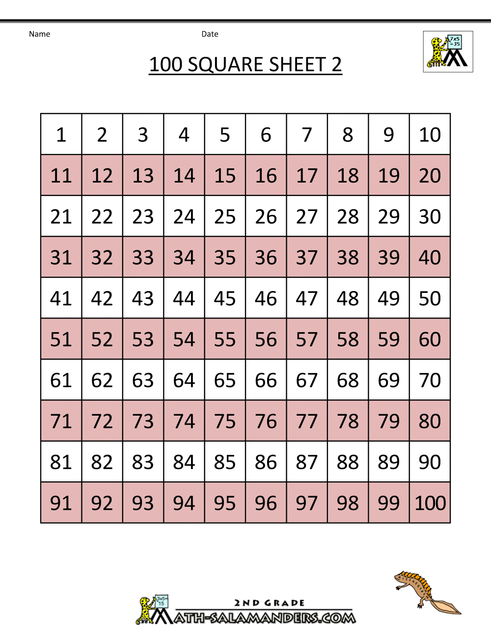 Learning To Count To 100 Worksheets