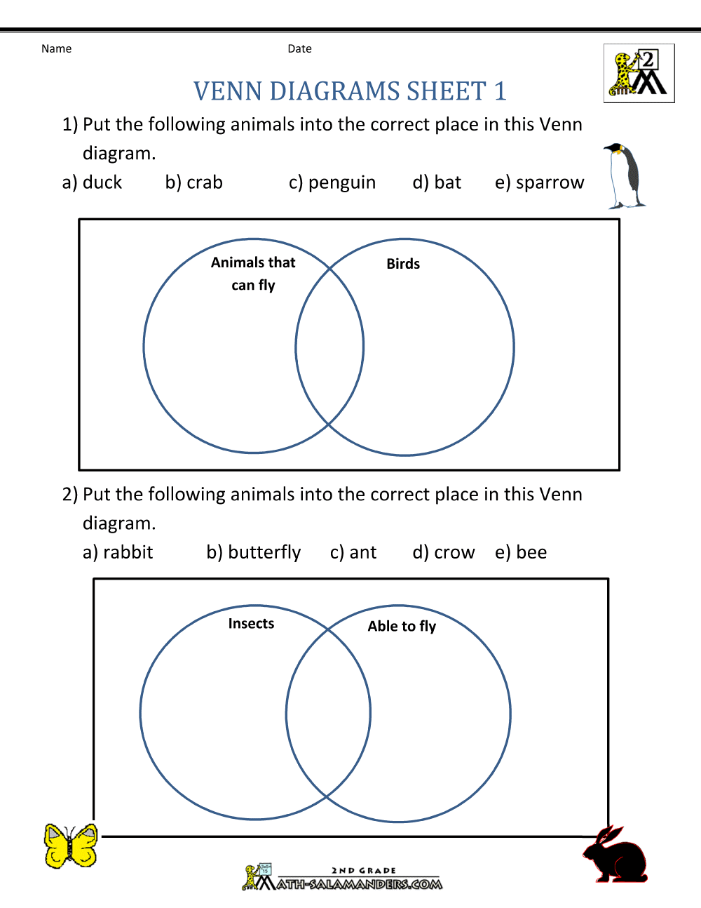 Venn Diagram Worksheets