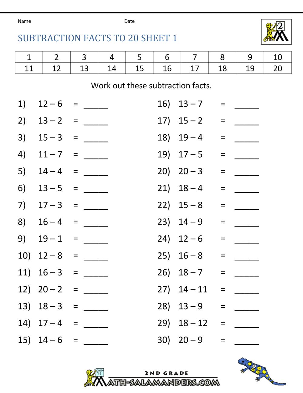 subtraction-to-20