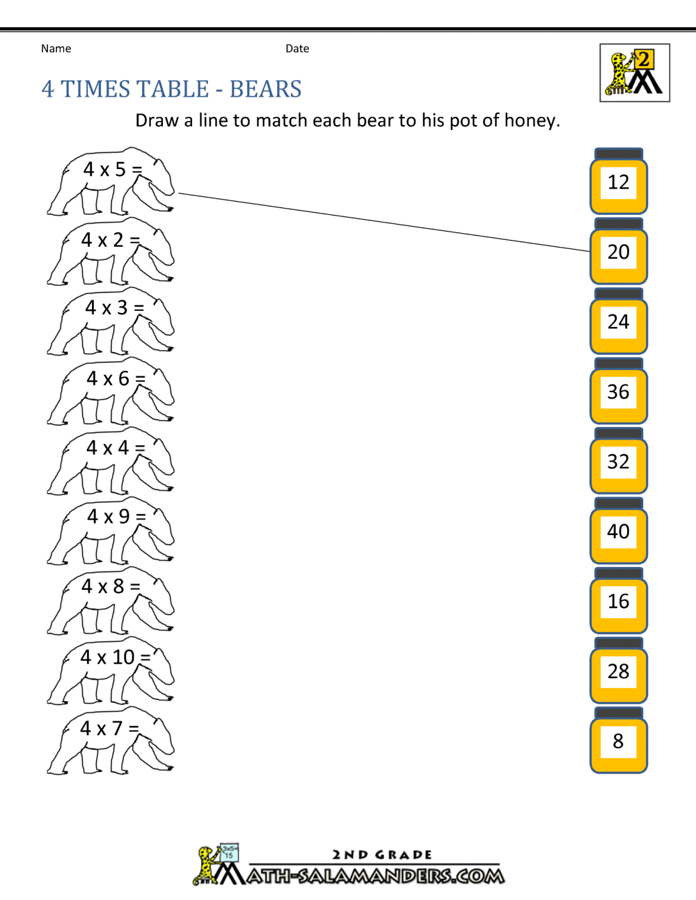 Times 4 Multiplication Worksheet