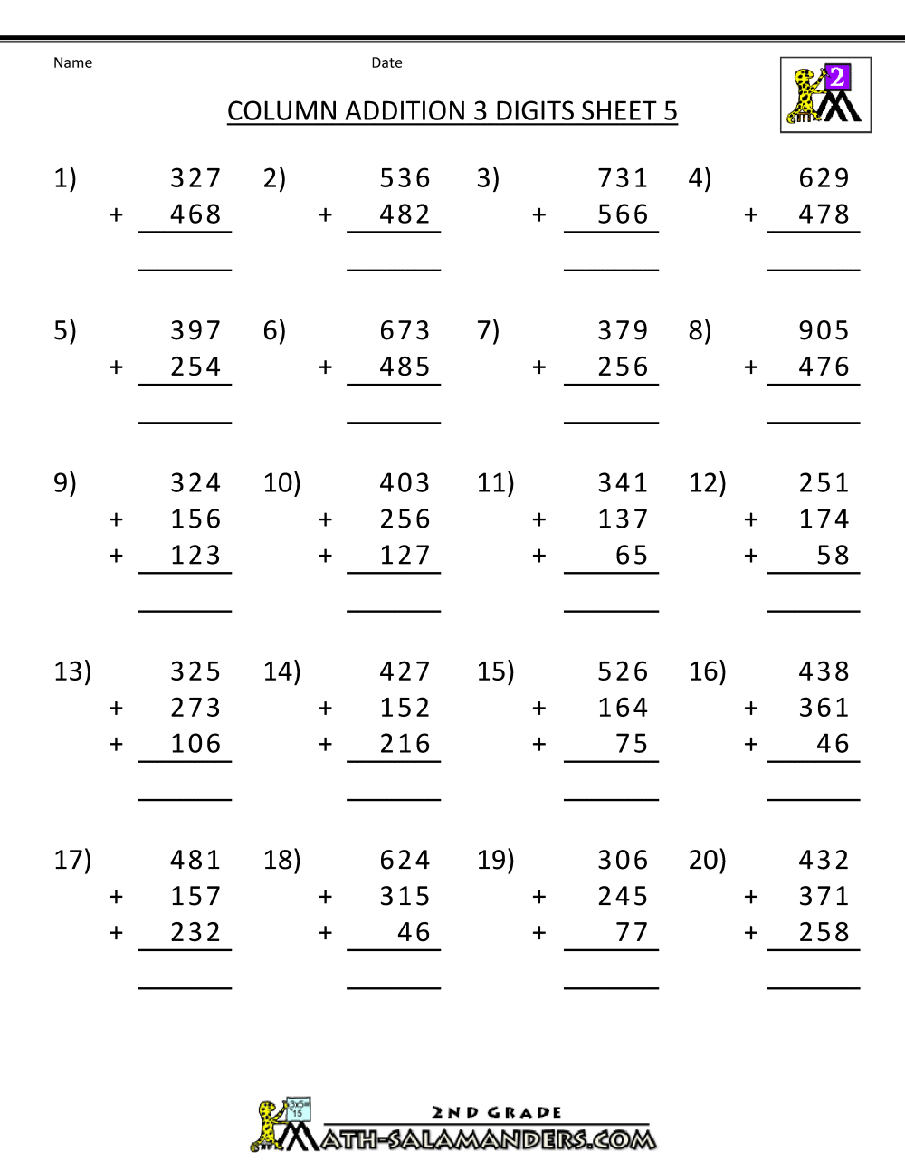 Free Printable Decomposing Triple Digits With Addition Worksheets