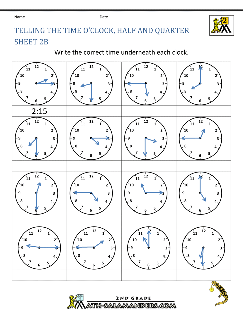 2b.gif free past half oclock telling time  time worksheets time half worksheets telling quarter the