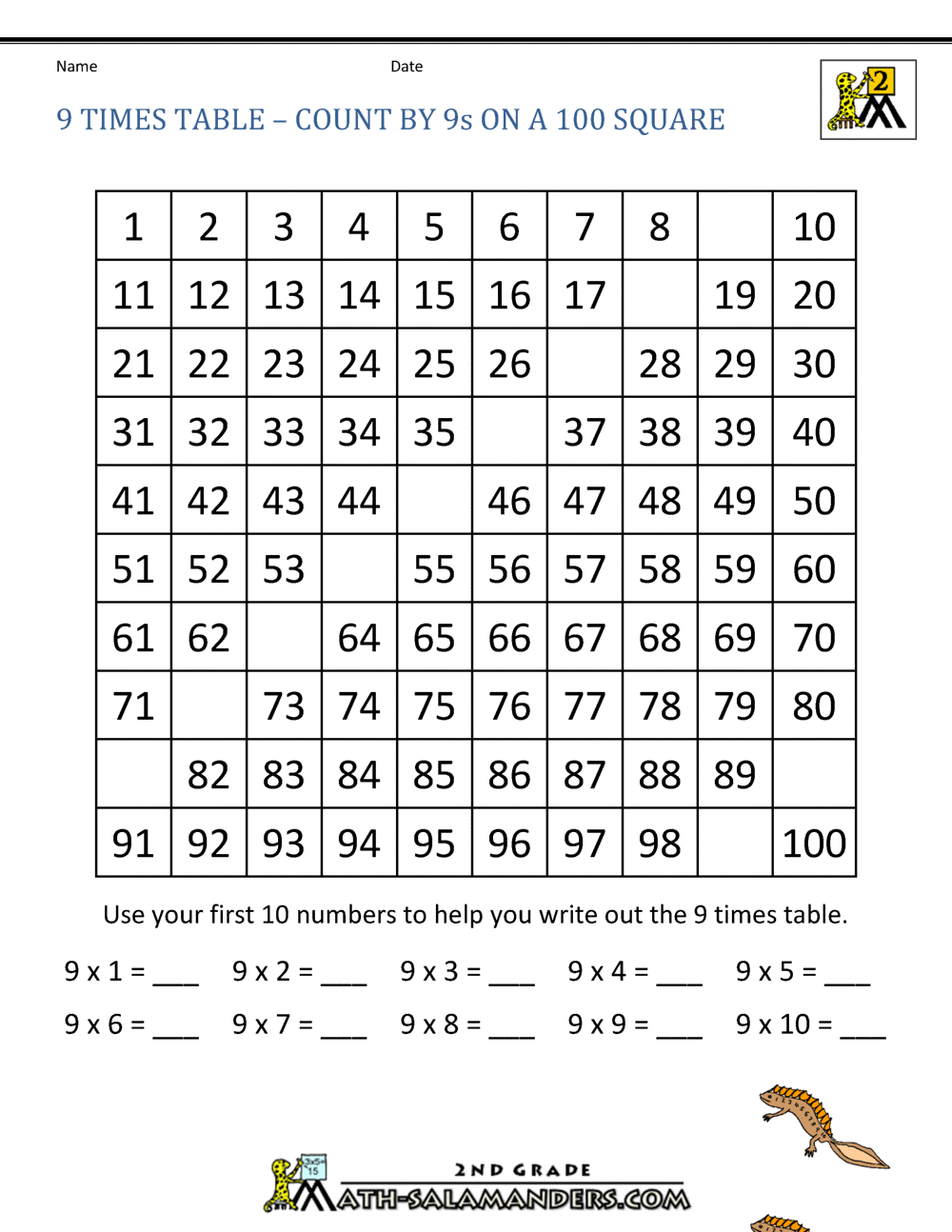 9 Times Table