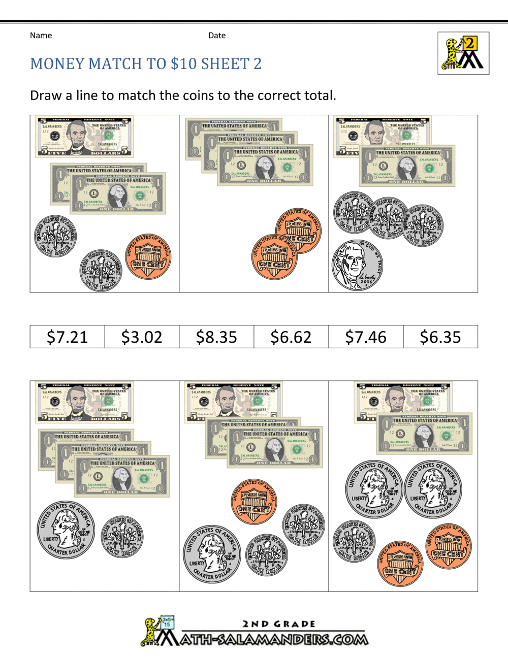 Free Printable Math Worksheets Grade 2 Money