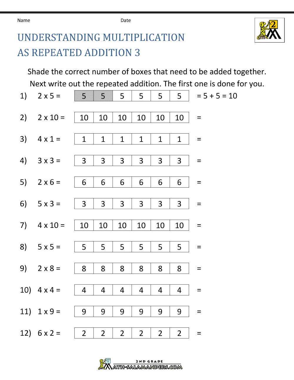 Multiplication Help Worksheets