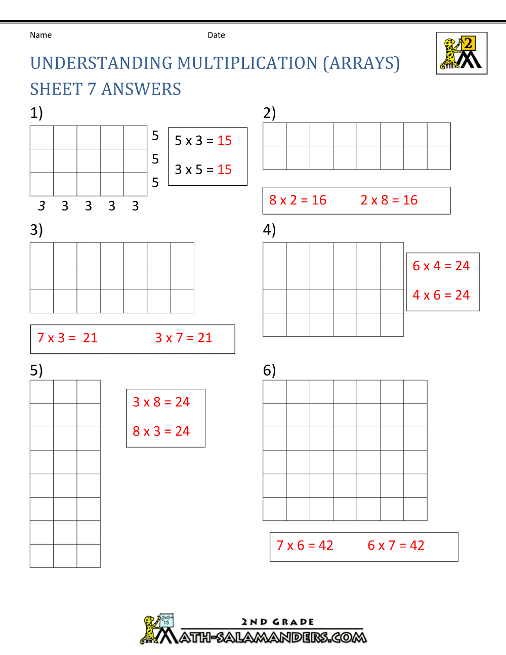  Beginning Multiplication Worksheets 