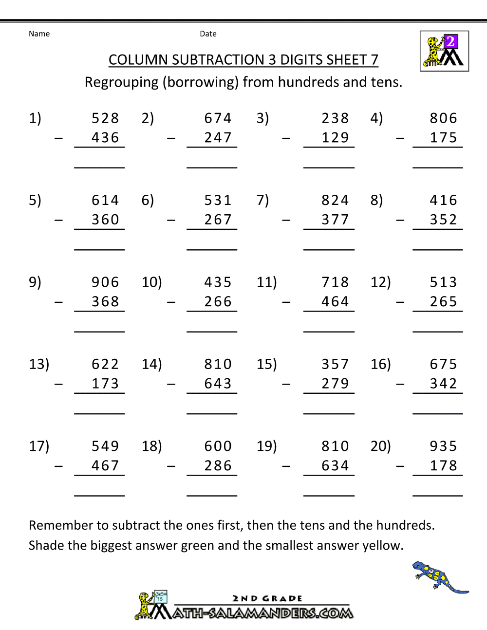 subtraction-with-regrouping-worksheets