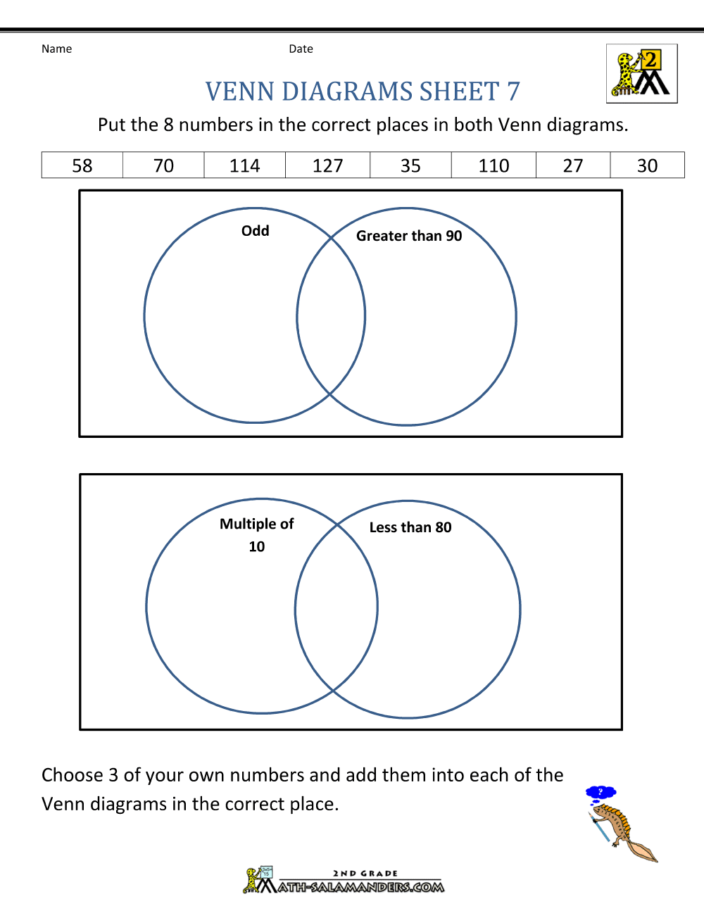 Venn Diagram Worksheets