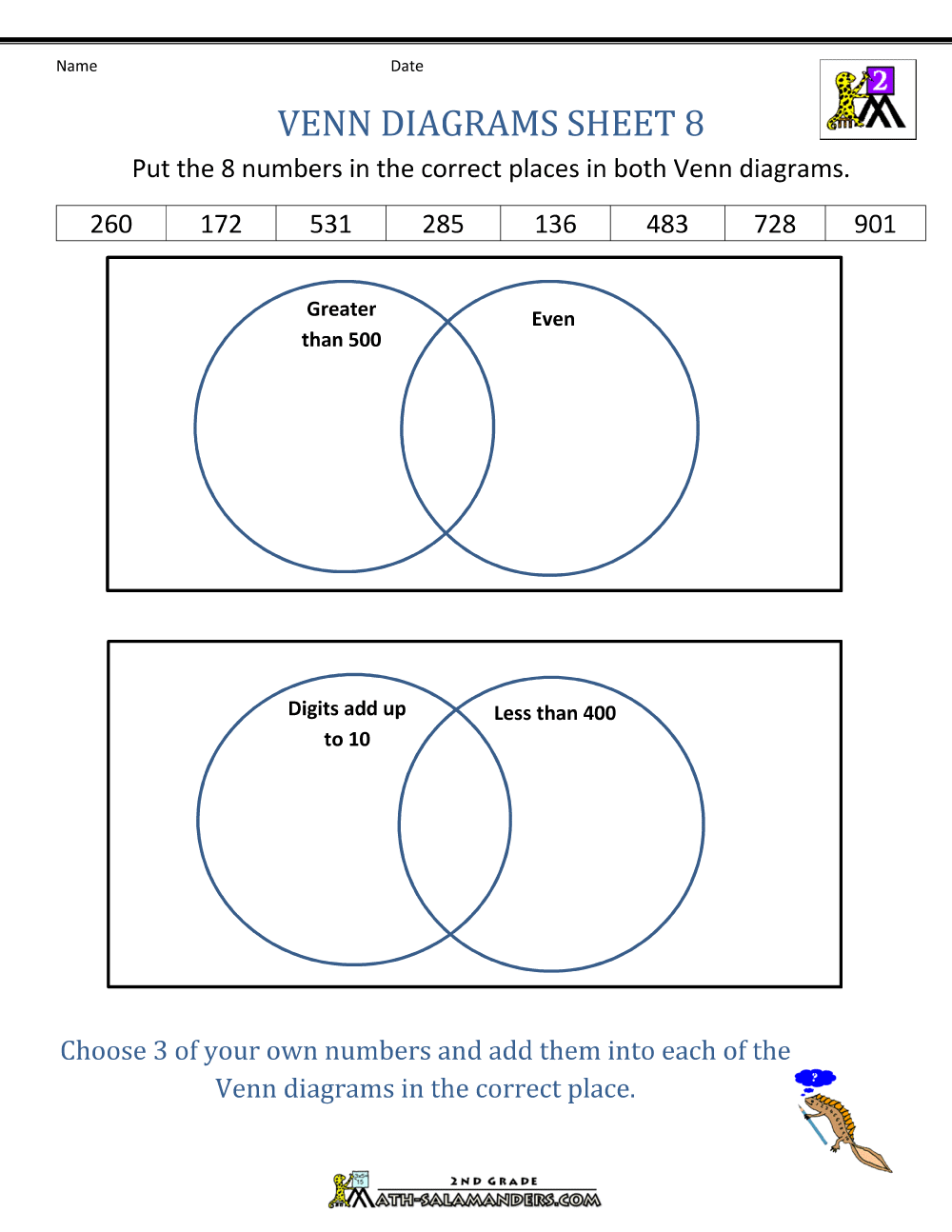 Venn Diagram Worksheets