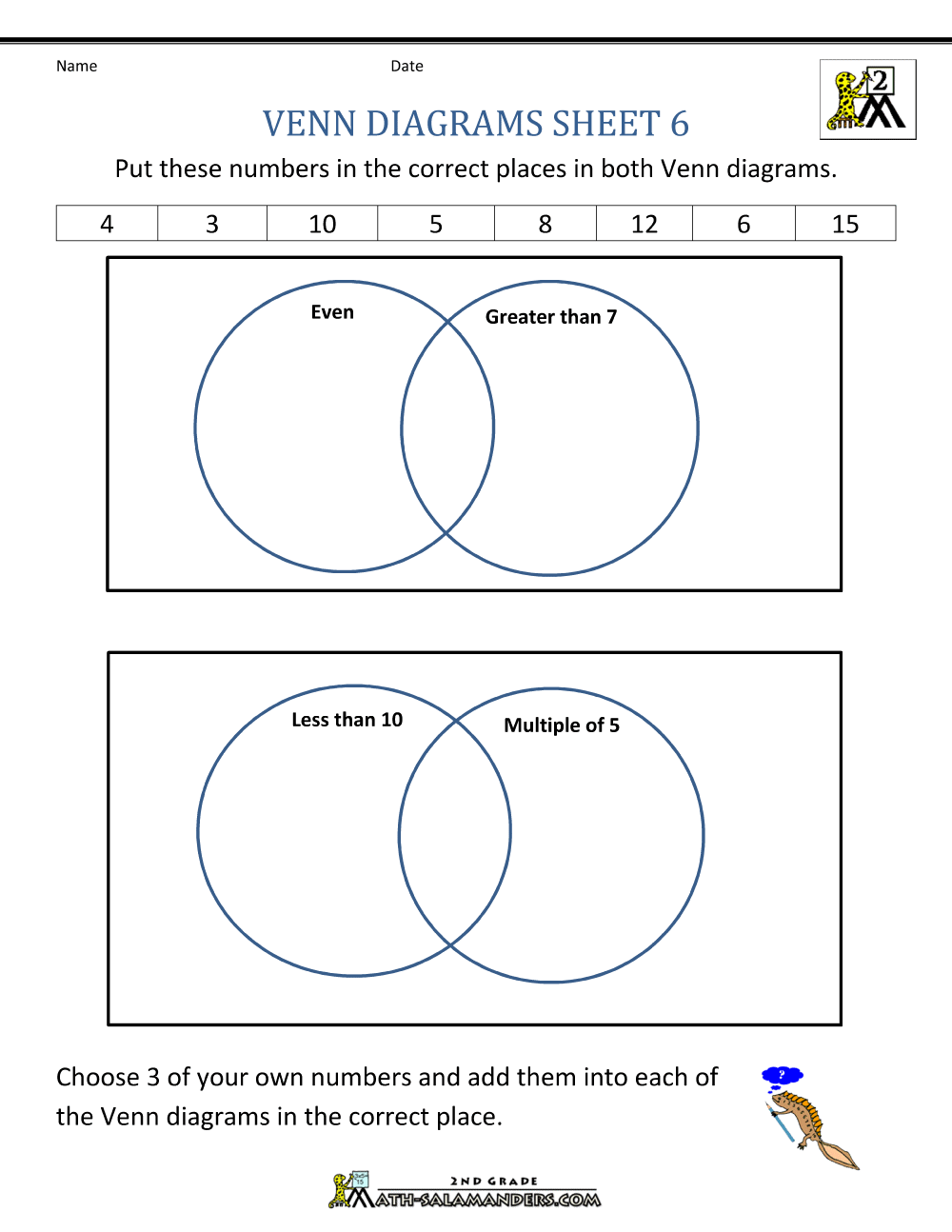 Venn Diagram Worksheets