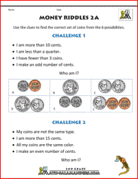 Money Math Worksheets - Money Riddles