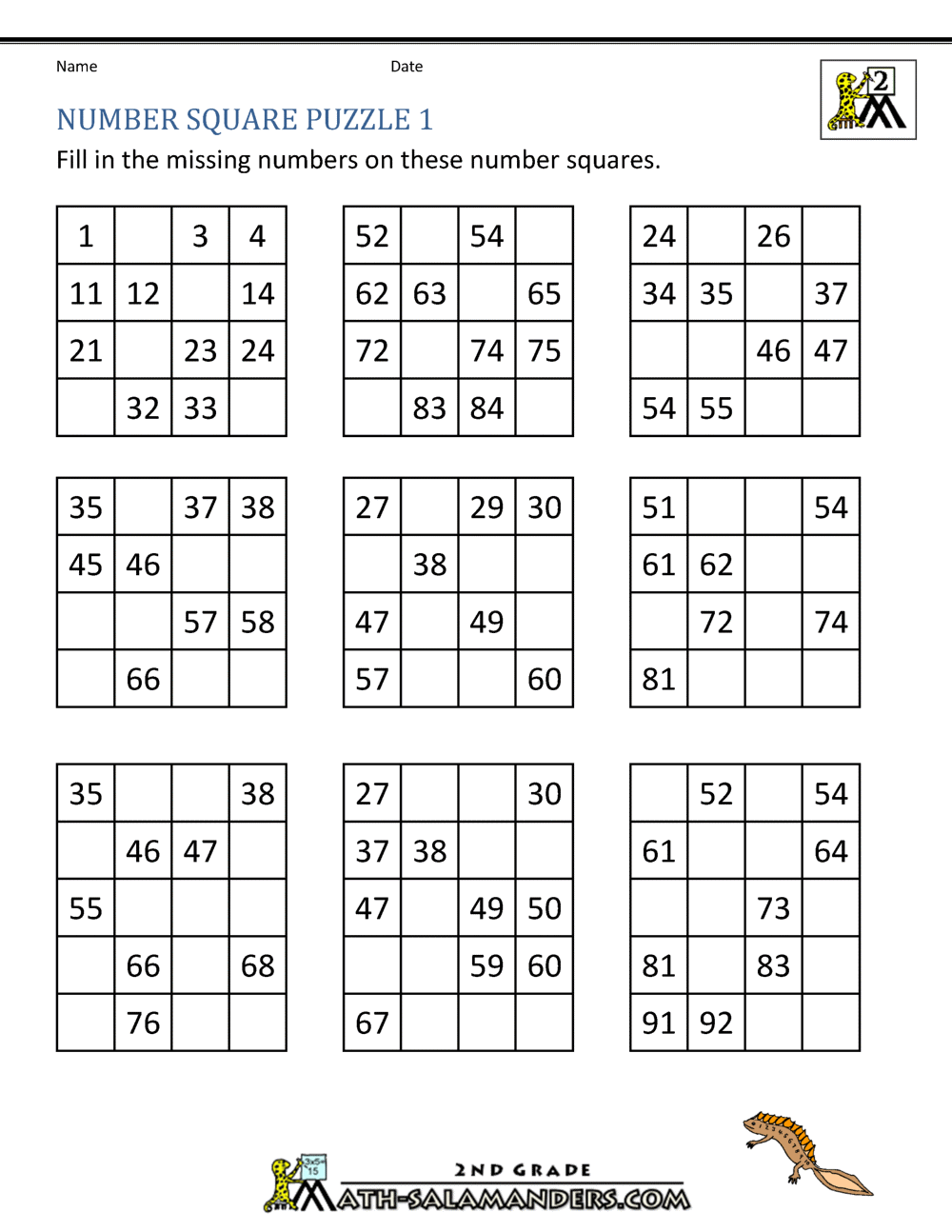 Number Square Puzzles