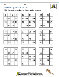 100 square puzzles number square puzzle 1