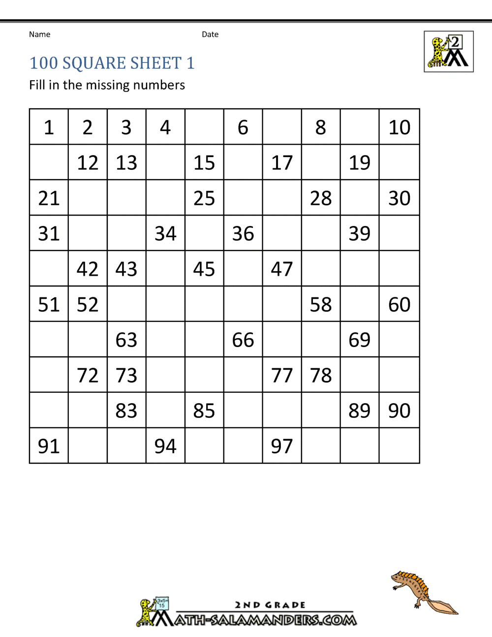 number-square-worksheets