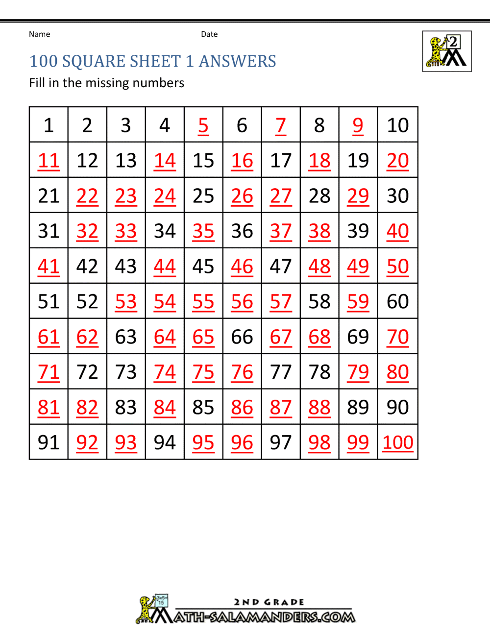 number-square-worksheets