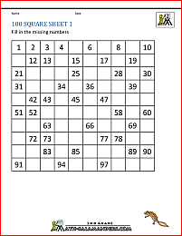 100 square worksheet 1