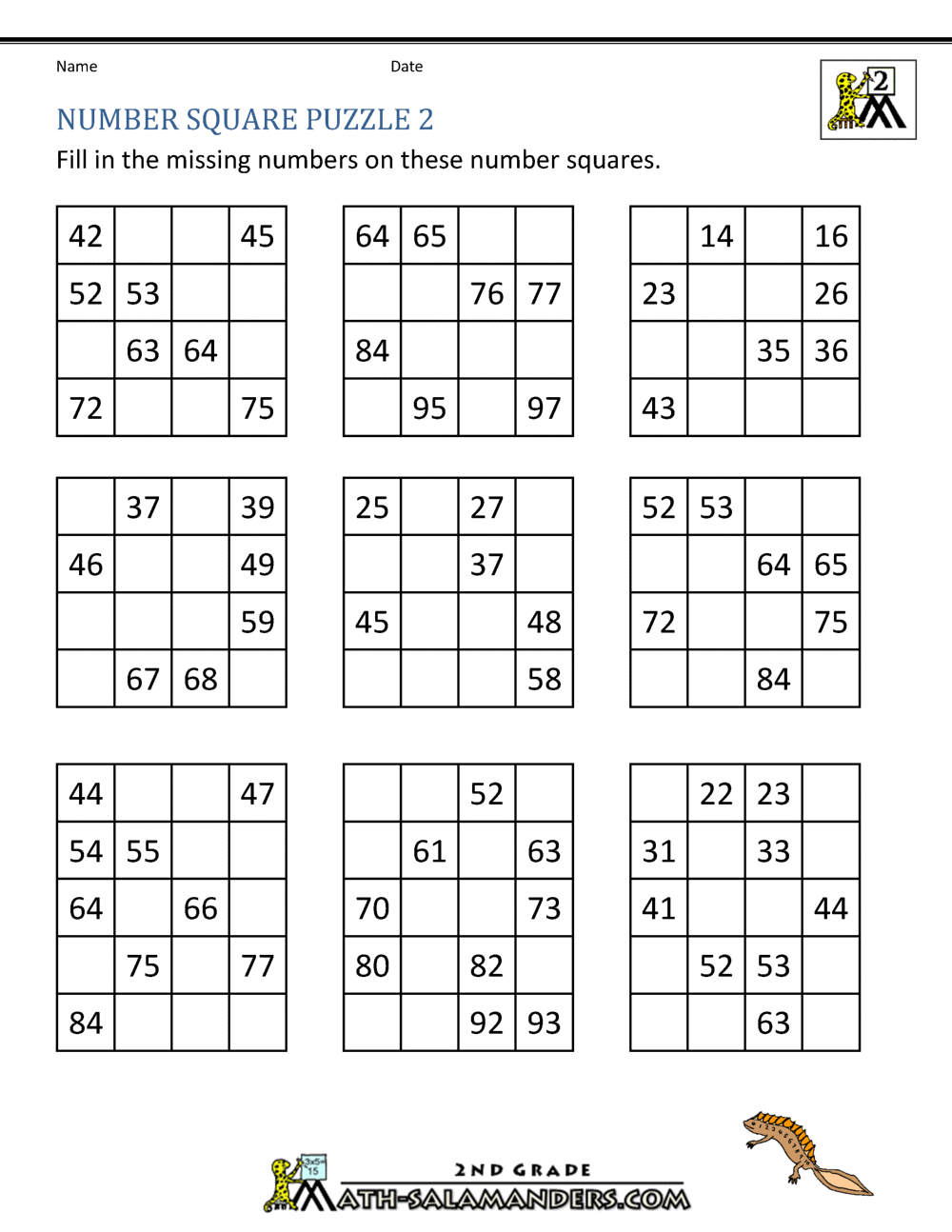 number-square-worksheets