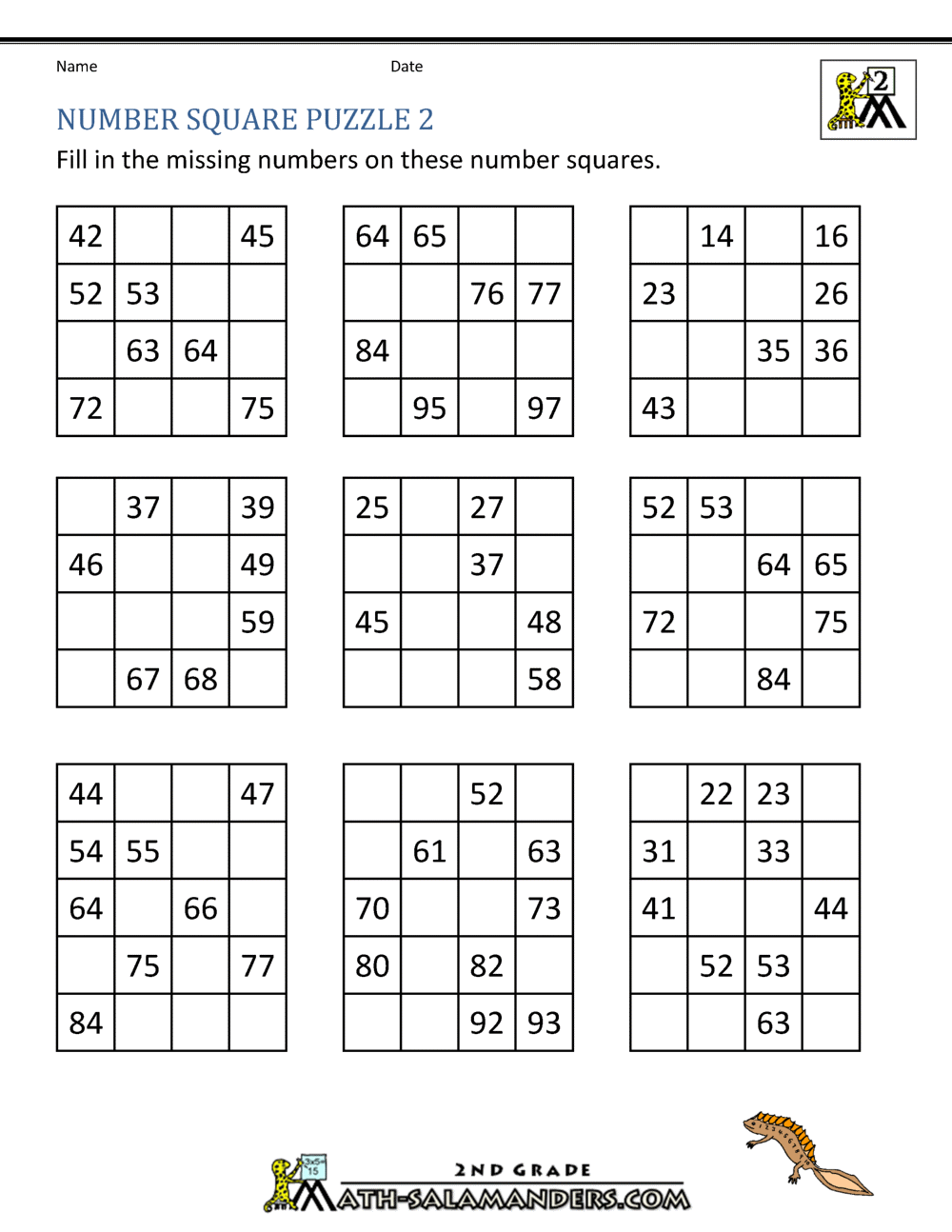 Hundreds Chart Puzzles For Second Grade