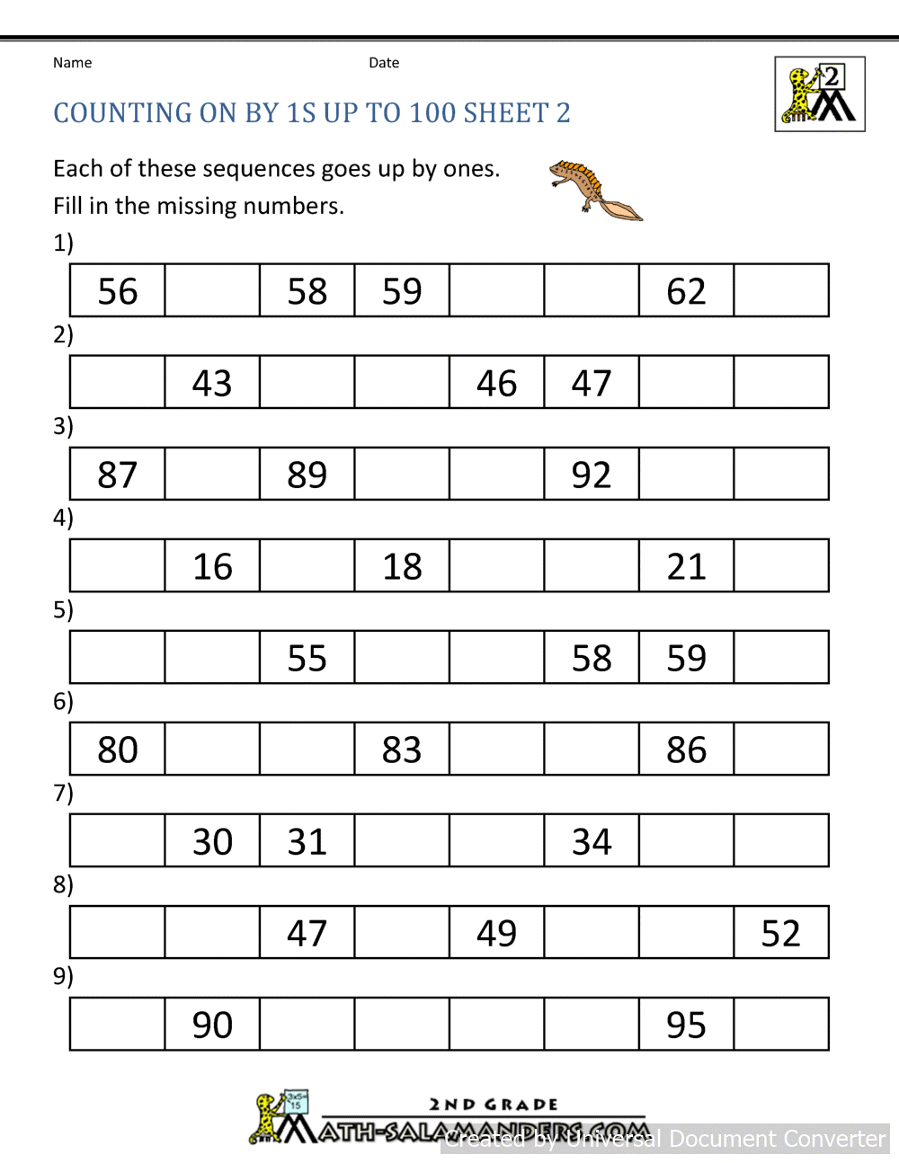 math worksheets by standard