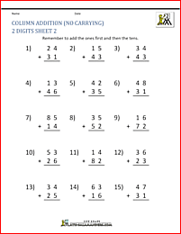 2 digit addition worksheets