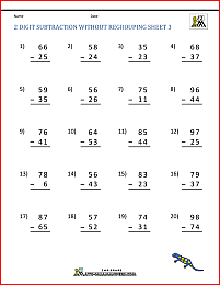 2 Digit Subtraction Without Regrouping Worksheets