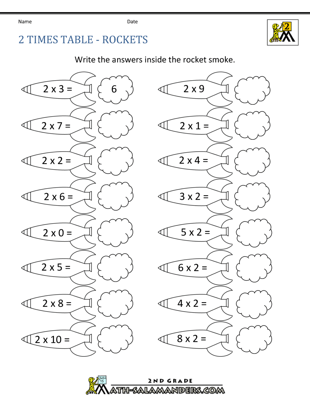 20 Times Table Within 2 Times Table Worksheet