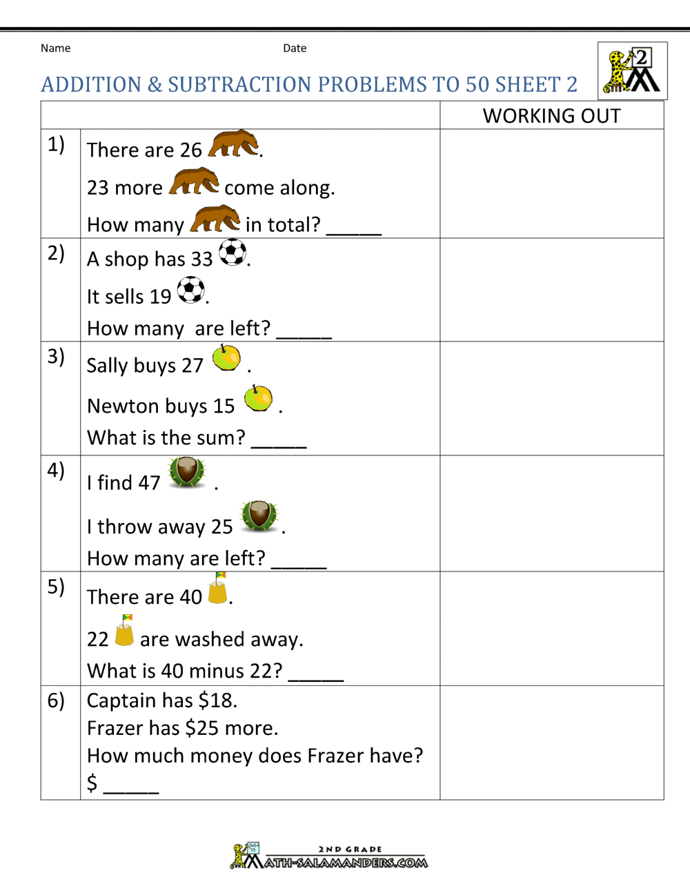 problem solving for grade 2 subtraction