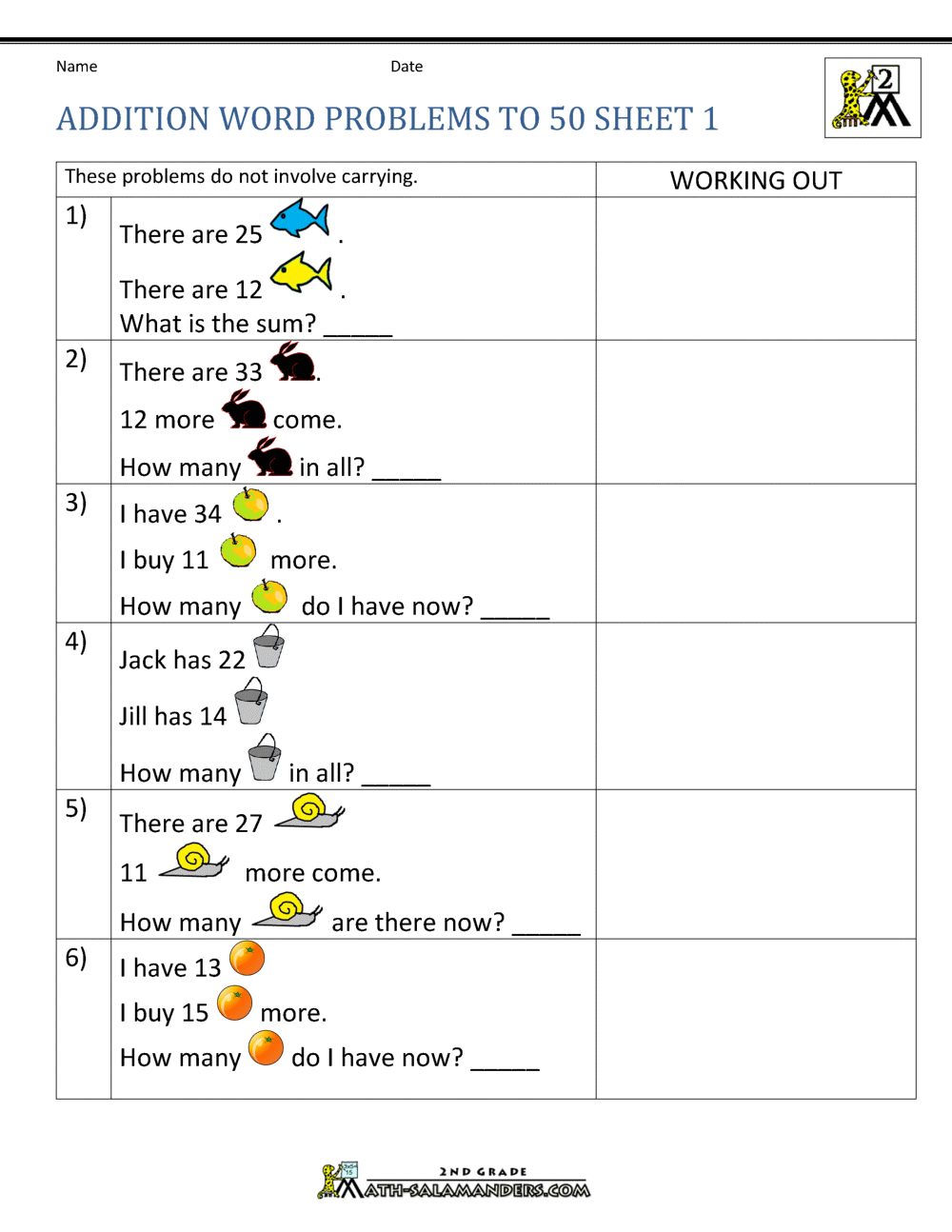 math problem worksheets 2nd grade