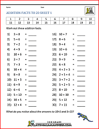 2nd grade addition to 20 1