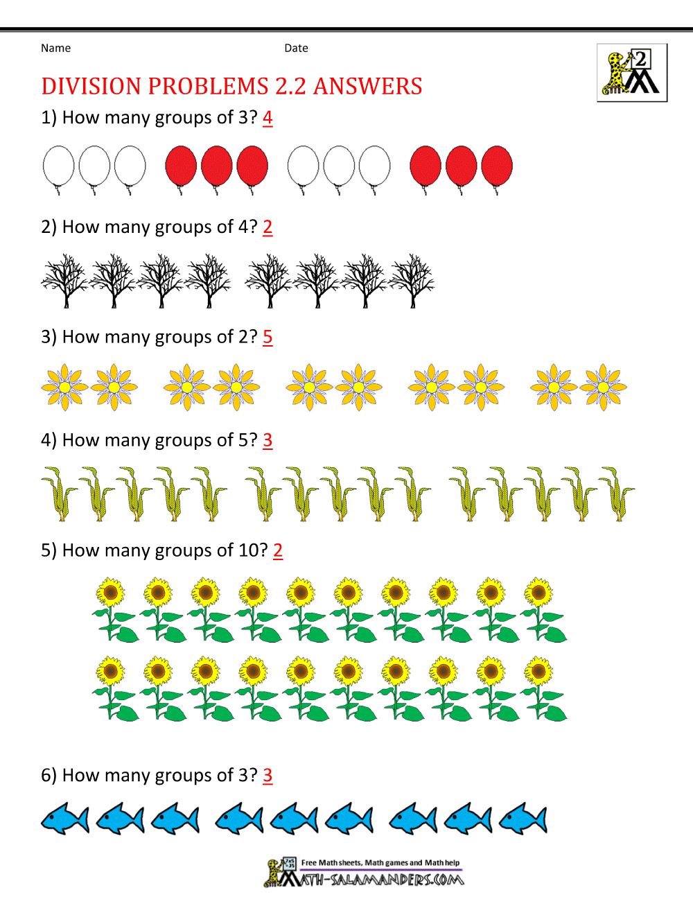 2nd grade division worksheets