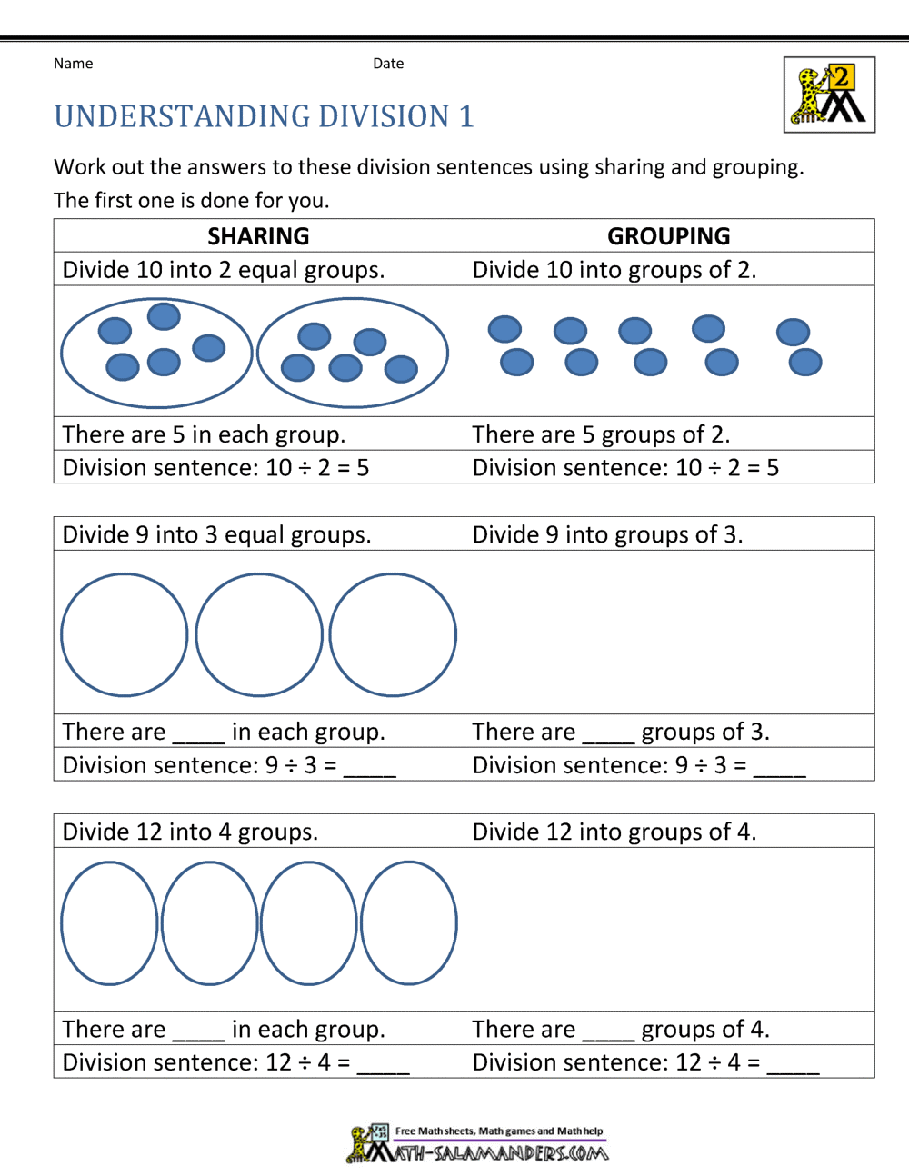 Equal Groups Division K5 Learning Division By Equal Sharing Word 