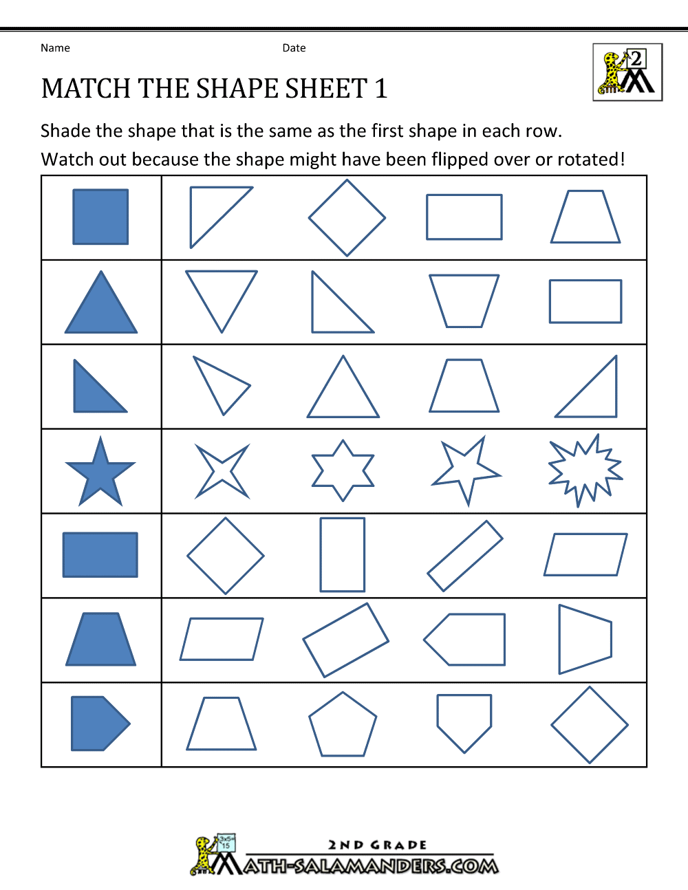 Transformation Geometry Worksheets 23nd Grade Intended For 2nd Grade Geometry Worksheet