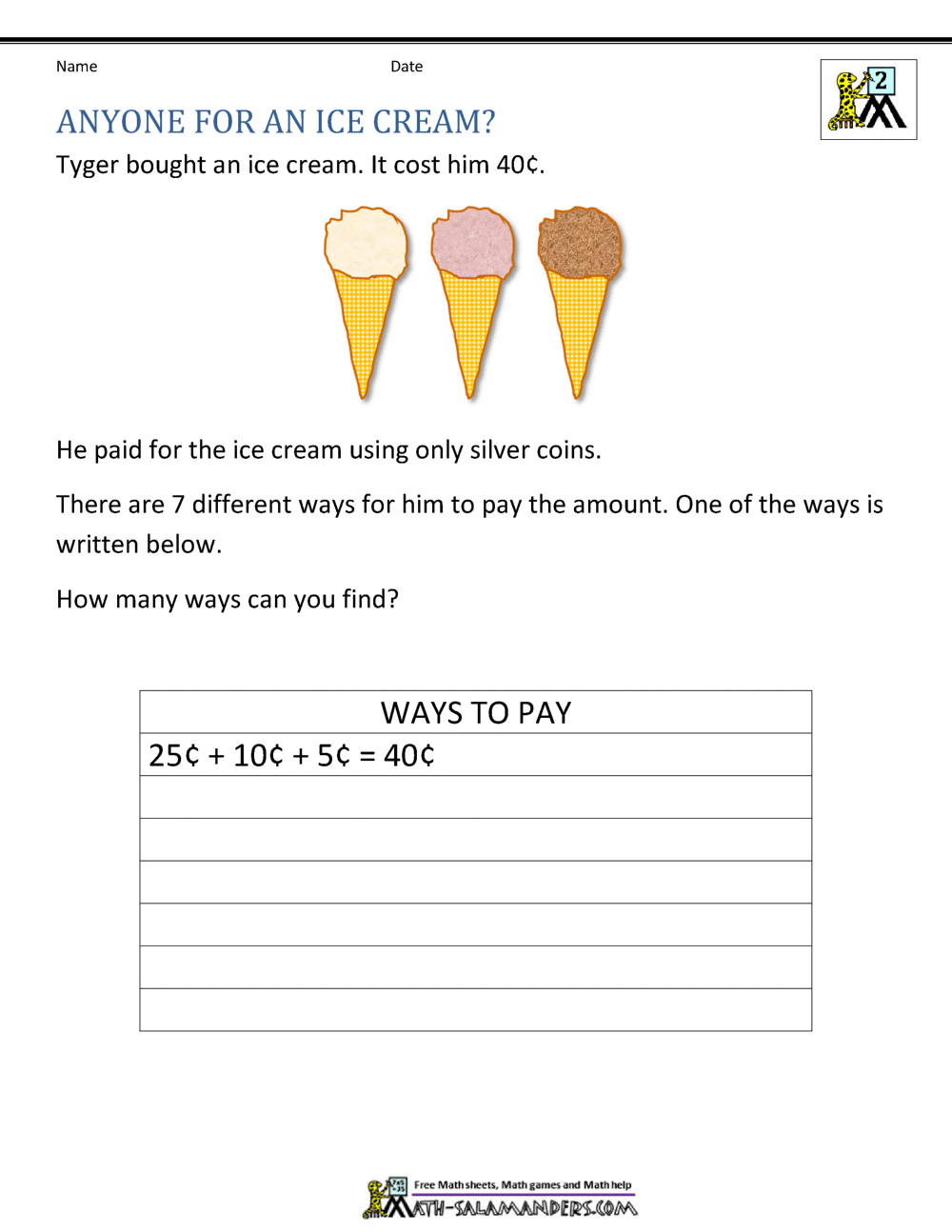 Second Grade Math Problems