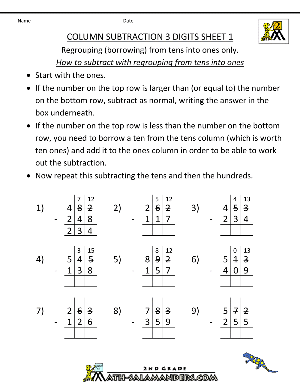 subtraction-with-regrouping-worksheets