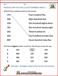 2nd grade math practice reading writing 3 digits 1