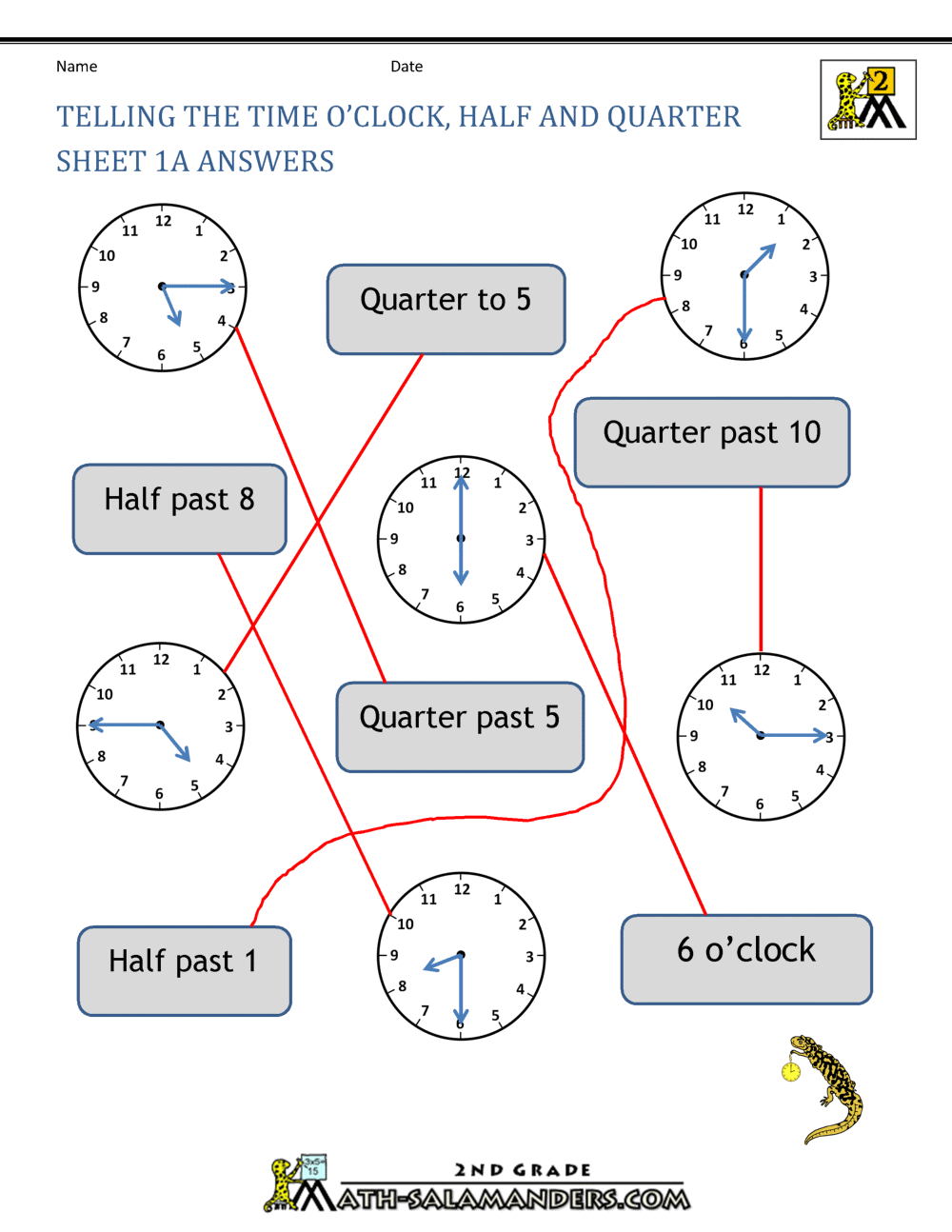 time worksheet oclock quarter and half past