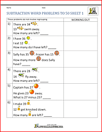 2nd grade math problems subtraction to 50 1