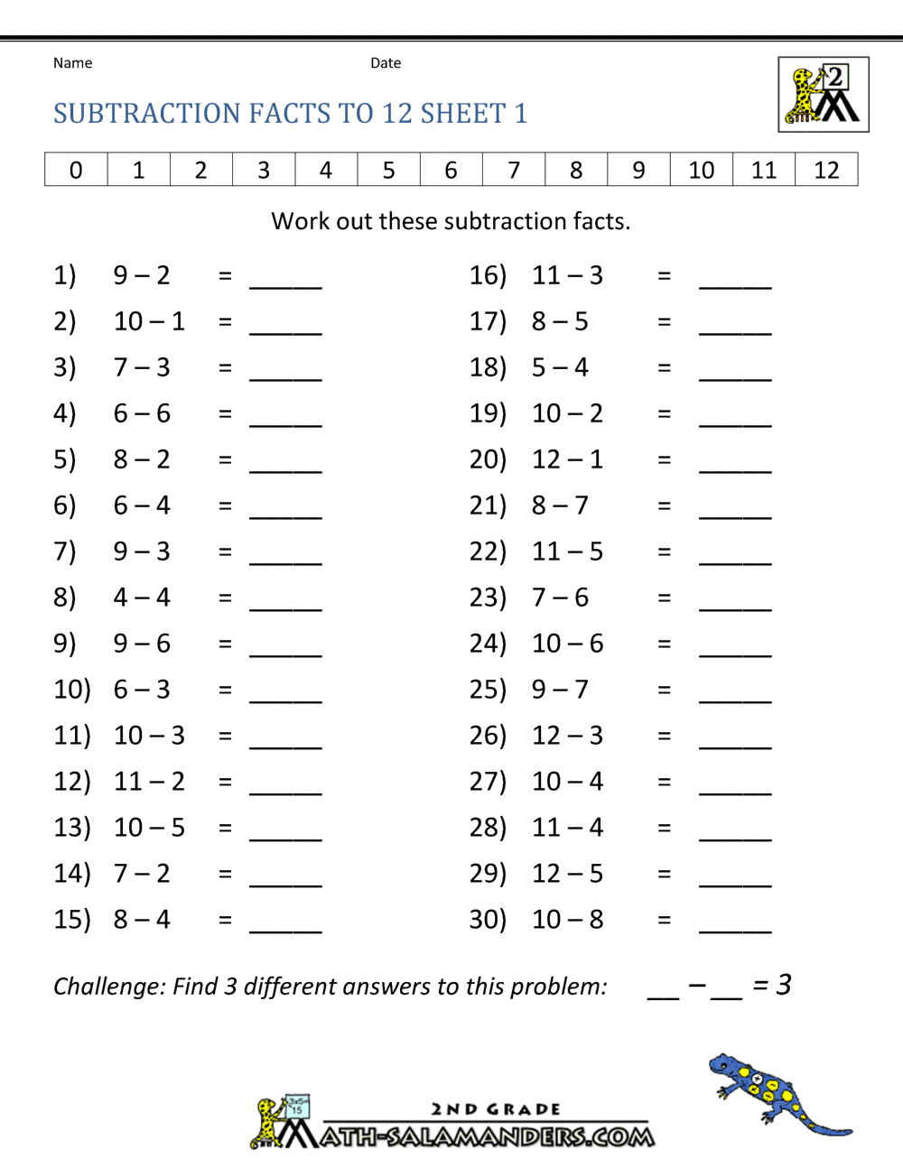 Free Printable Subtraction Worksheets Grade 2