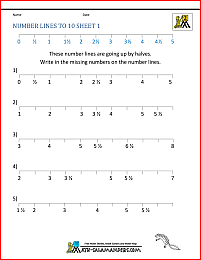 2nd grade math worksheets number lines to 10 1