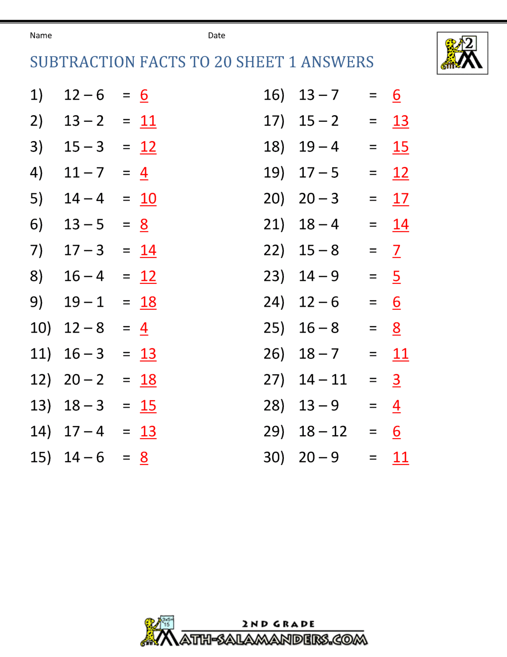 subtraction-to-20