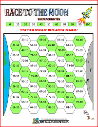 2nd grade subtraction games race to the moon subtracting ten