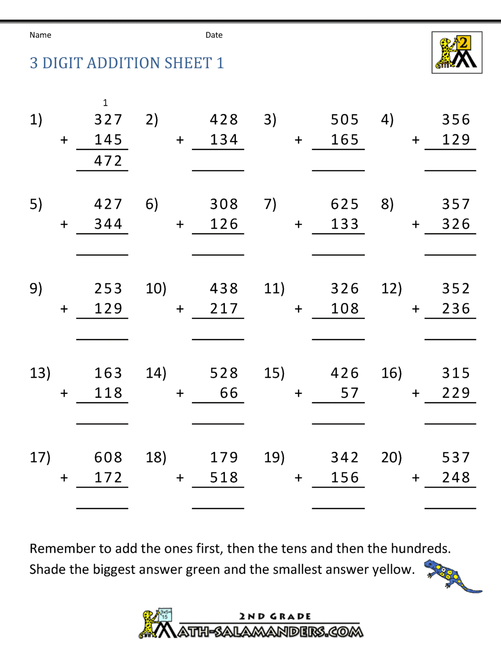 3 Digit Addition Worksheet With Regrouping Set 3 Resource Math Triple 