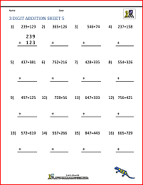 3 digit addition worksheets 5