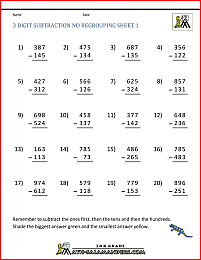 three digit subtraction without regrouping image