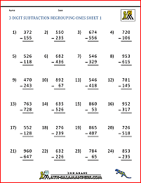 three digit subtraction with regrouping image