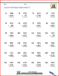 3 digit subtraction worksheets 3