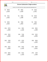 3 digit subtraction worksheets random example image