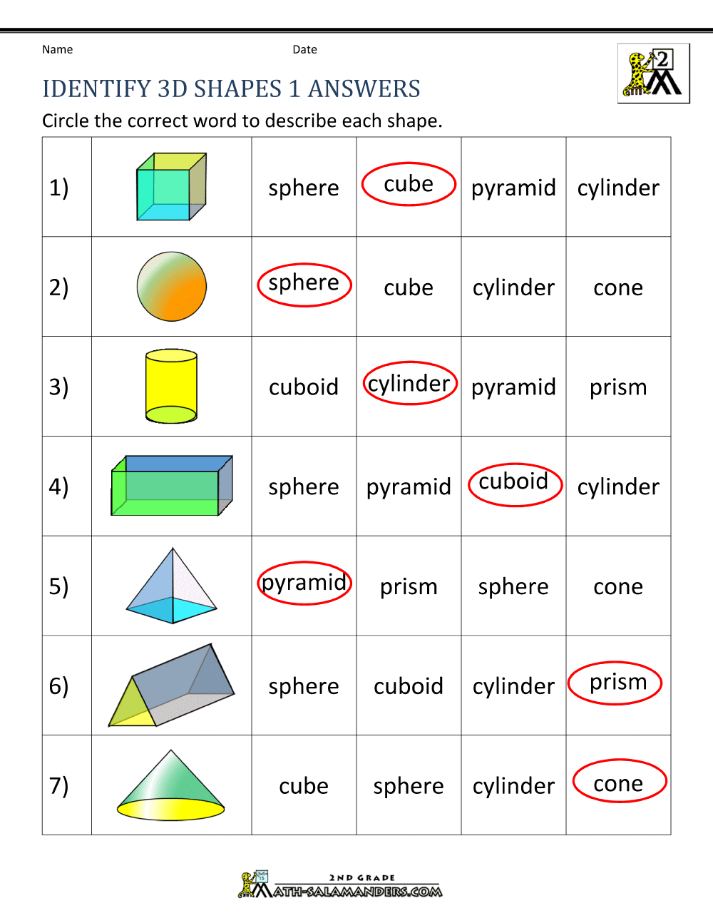 3d shape homework year 2