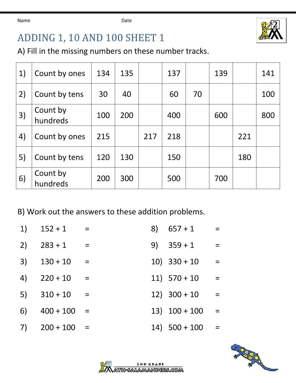 2nd grade addition worksheets