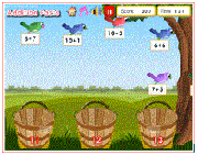addition facts to 20 bird game by Softschools image